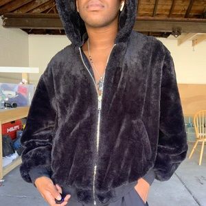 Faux Fur Reversible Hooded Jacket